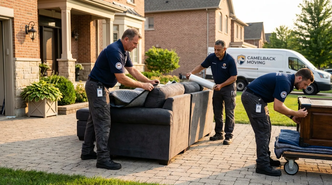 Large estate moving crew wrapping furniture in Mount Pleasant, UT