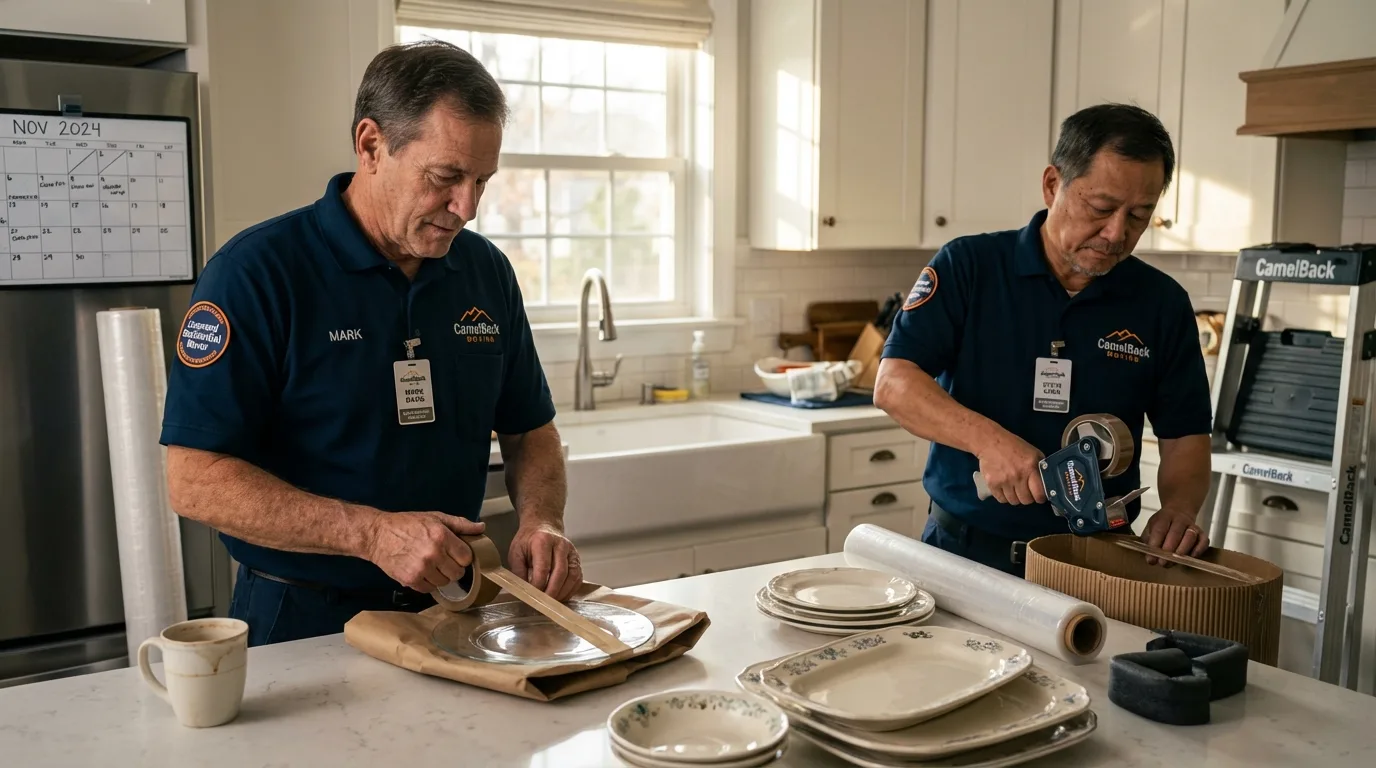 Professional crew packing kitchen dishware in Mount Pleasant, UT